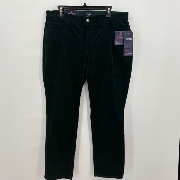 Chaps Pants - Chaps Fit Shape Sculpt Green Corduroy Straight‎ Leg Mid Rise Pants Womens 16 NWT